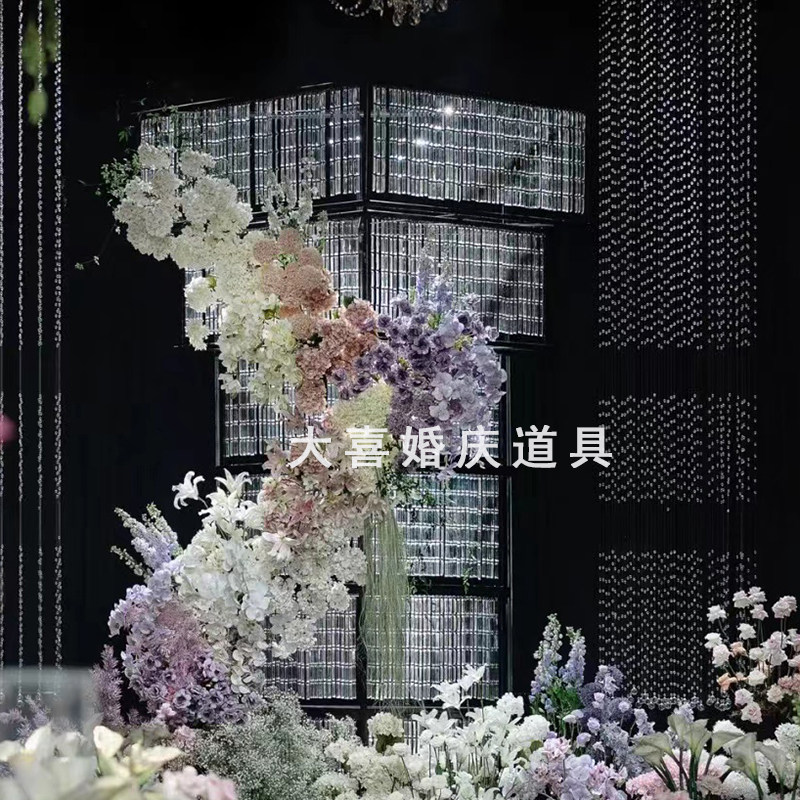 婚庆道具仿水晶长条亚克力三角条珠串珠链婚礼装饰用品珠帘子成品