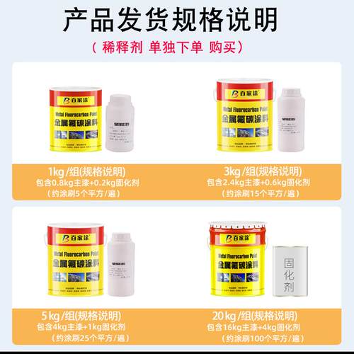 氟碳漆不锈钢镀锌管铝合金户外栏杆专用底面合一金属钢构防锈油漆