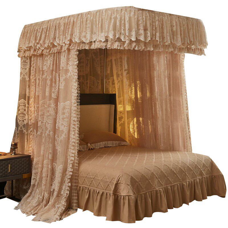 导轨蚊帐家用卧室2025新款高级u型免安装轨道床幔型遮光床帘支架