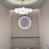 3D立体月球浮雕壁画浮雕背景墙月亮灯月球圆盘月球背景墙吊顶灯盘