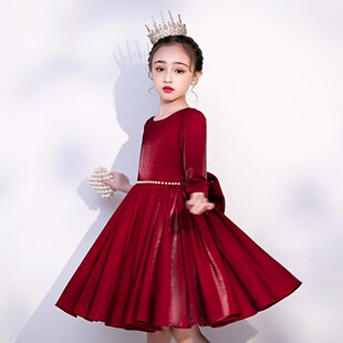 儿童结婚礼小花童婚纱公主裙女童模特走秀主持人钢琴表演出晚礼服