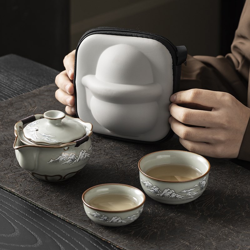 旅行茶具快客杯一壶二杯便携户外车载泡茶壶茶杯颜荣聪老师手作款