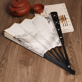 窗格镂空扇子九寸玉竹雕刻十寸宣纸折扇绢布扇面汉服复古风