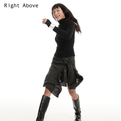 复古黑色针织包臀半身裙