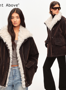 Right Above 收腰植绒牛仔毛毛内胆羊毛混纺派克服【可拆卸毛领】