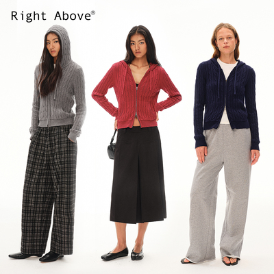 加厚羊毛棉绞花连帽短毛衣外套