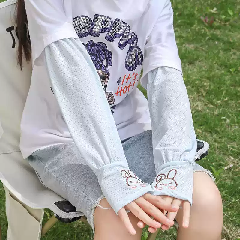 儿童冰袖宽松防晒袖套卡通冰丝护臂夏季宝宝手臂遮阳透气网眼防蚊
