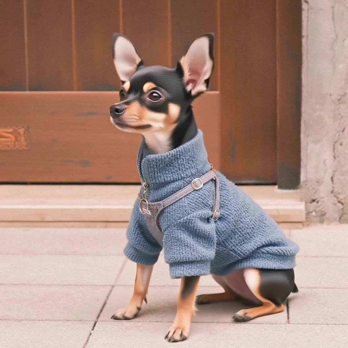 迷你小鹿犬专用衣服狗狗帅气过冬厚款加厚两脚衣秋冬季冬天装幼犬