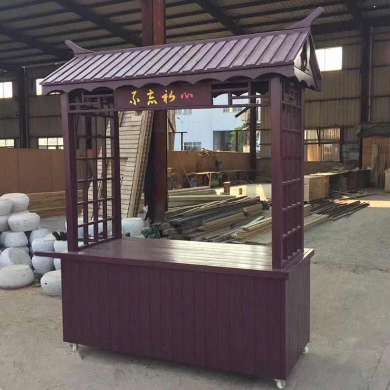 户外移动售货车防腐木小吃车餐车景区古镇美食街售货摊车小推车