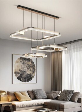 灰色方形客厅灯现代简约大气大厅主灯2023年新款极简轻奢餐厅吊灯