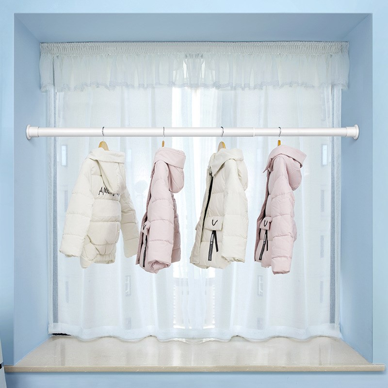 伸缩杆免打孔窗帘杆卧室不锈钢免钉撑杆客厅长4米杆子浴室晾衣杆