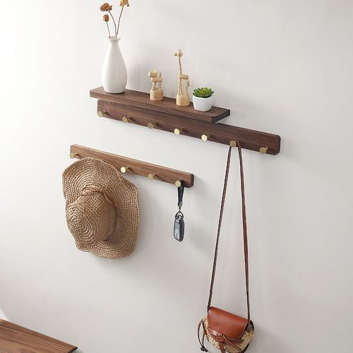 北美黑胡桃木实木进门挂衣架壁挂创意玄关衣帽钩包钥匙挂钩置物架