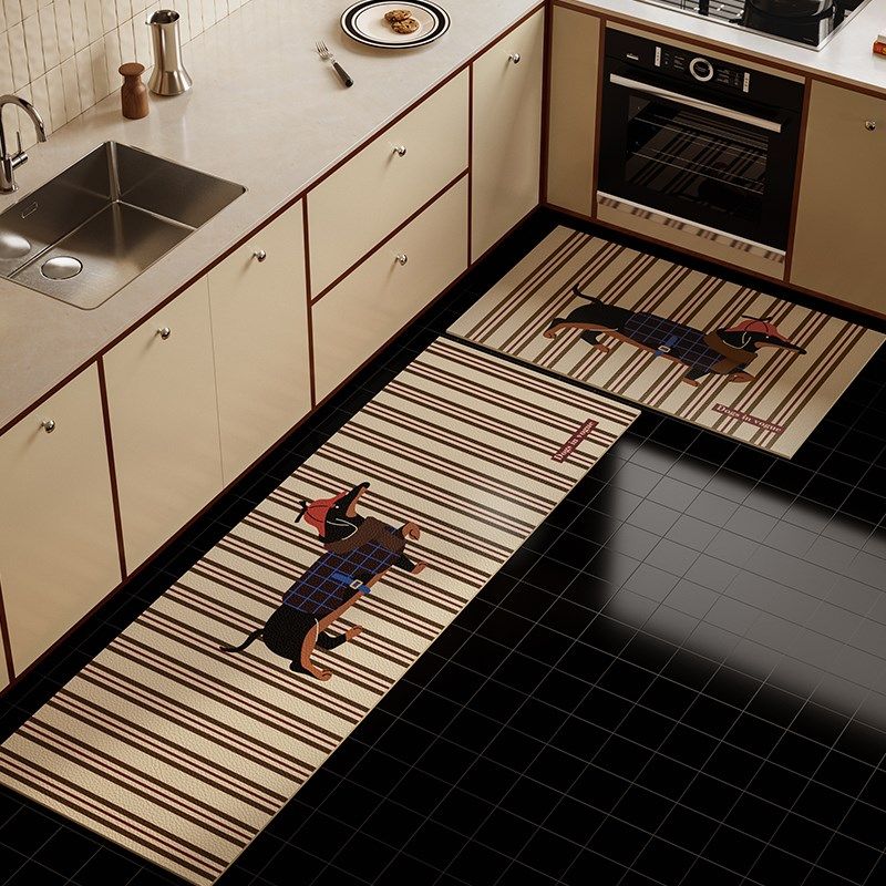 猎犬绅士复古小狗厨房专用地垫防水防油防滑可擦免洗耐脏家用定制,居家布艺,厨房地垫,淘宝优惠券,粉丝福利购,淘宝优惠卷