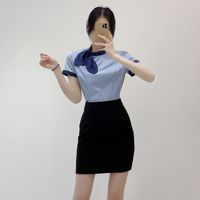 空姐制服职业套装时尚气质酒店前台美容师珠宝店工作服女夏季工装