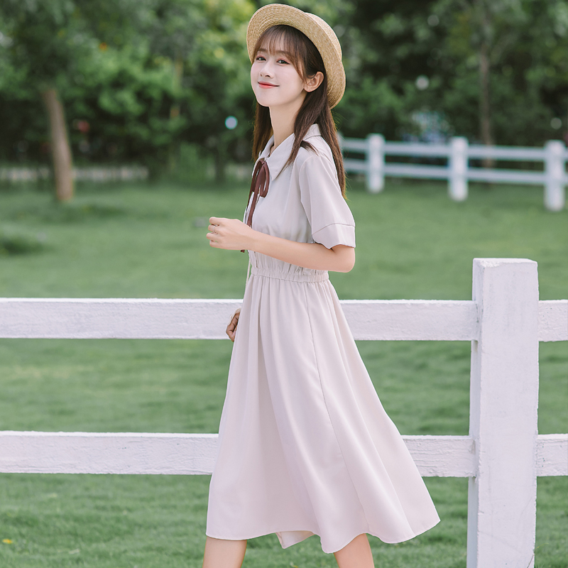 女大童连衣裙夏装12岁少女孩14初中小学生15甜美学院风过膝长裙子