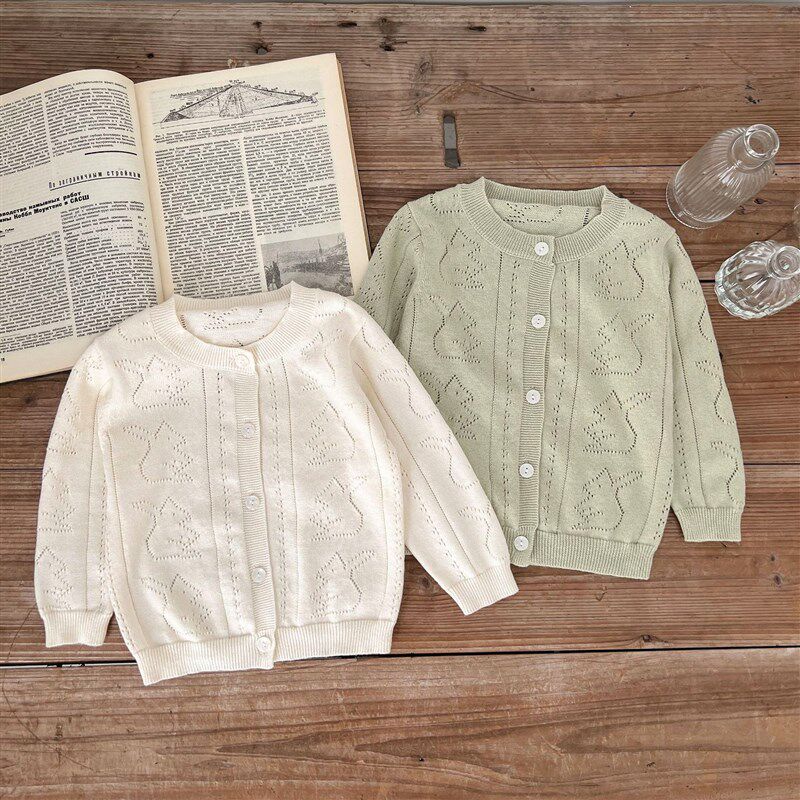 婴儿春秋夏装防晒衣针织衫外套毛线衣空调开衫女宝宝洋气上衣薄款