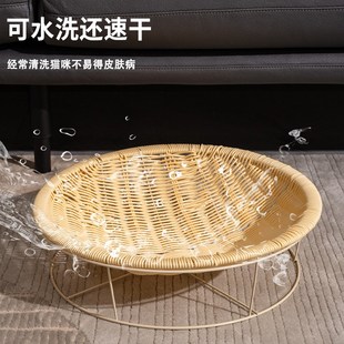 通用夏季 猫窝仿藤编四季 猫窝宠物床幼猫睡窝专用可拆洗户外吊床