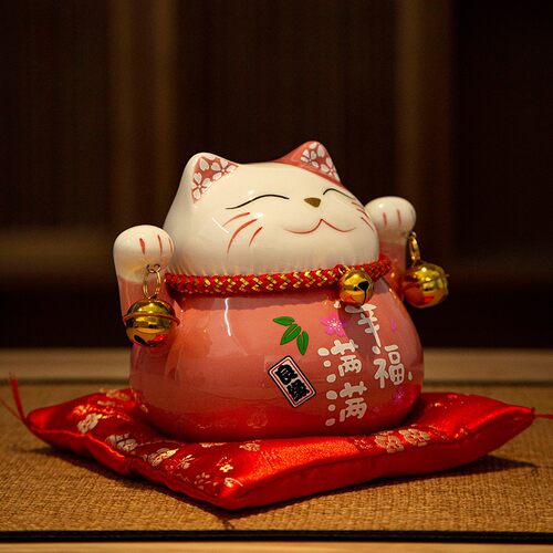 招财猫摆件客厅玄关新居乔迁开业装饰礼物陶瓷发财猫存钱罐家用品
