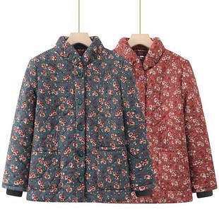 特大码 中老年女加绒加厚棉衣外套胖妈妈冬季 棉服奶奶保暖棉袄上衣