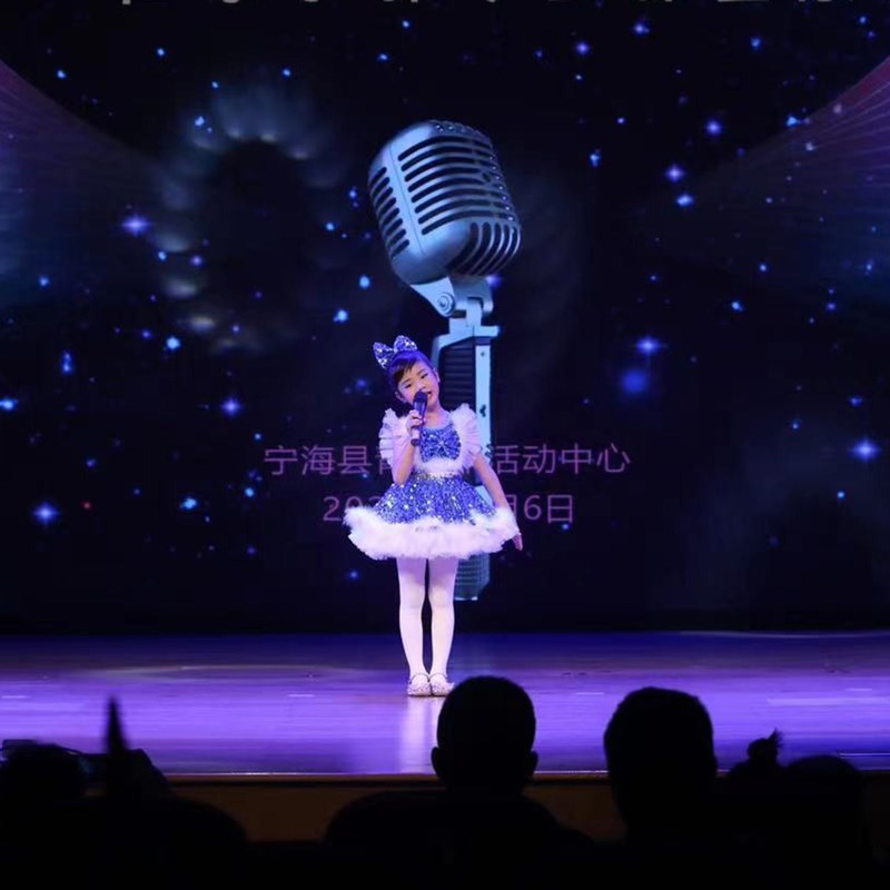 儿童演出服蓬蓬裙女童爵士亮片舞蹈连衣裙幼儿园可爱粉纱裙表演服