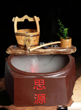 创意陶瓷鱼缸过滤器流水摆件循环过滤养鱼加湿雾化禅意办公家居新