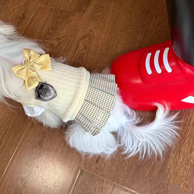 宠物学院风毛衣裙狗狗秋冬款泰迪比熊博美雪纳瑞小型幼犬宠物秋冬