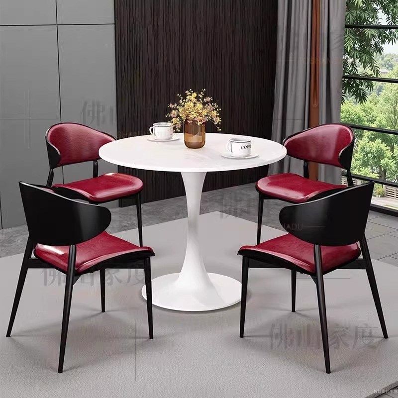 轻奢北欧实木洽谈桌椅组合一桌四椅休息区办公商务谈单接待小圆桌,住宅家具,岩板餐桌,淘宝优惠券,粉丝福利购,淘宝优惠卷