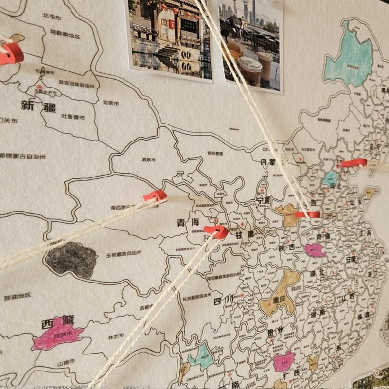中国旅行足迹地图标记相画框定制软木板照片墙拍立得相片diy挂墙