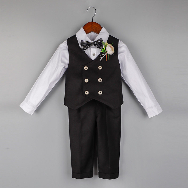 男童礼服秋冬宝宝周岁生日小西装套装儿童英伦西服花童男孩演出服