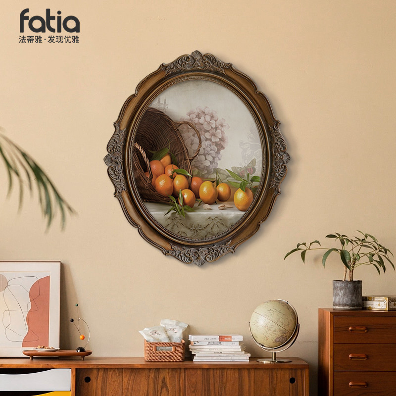 法式玄关装饰画轻奢椭圆壁画美式客厅复古油画卧室床头背景墙挂画,家居饰品,现代装饰画,淘宝优惠券,粉丝福利购,淘宝优惠卷