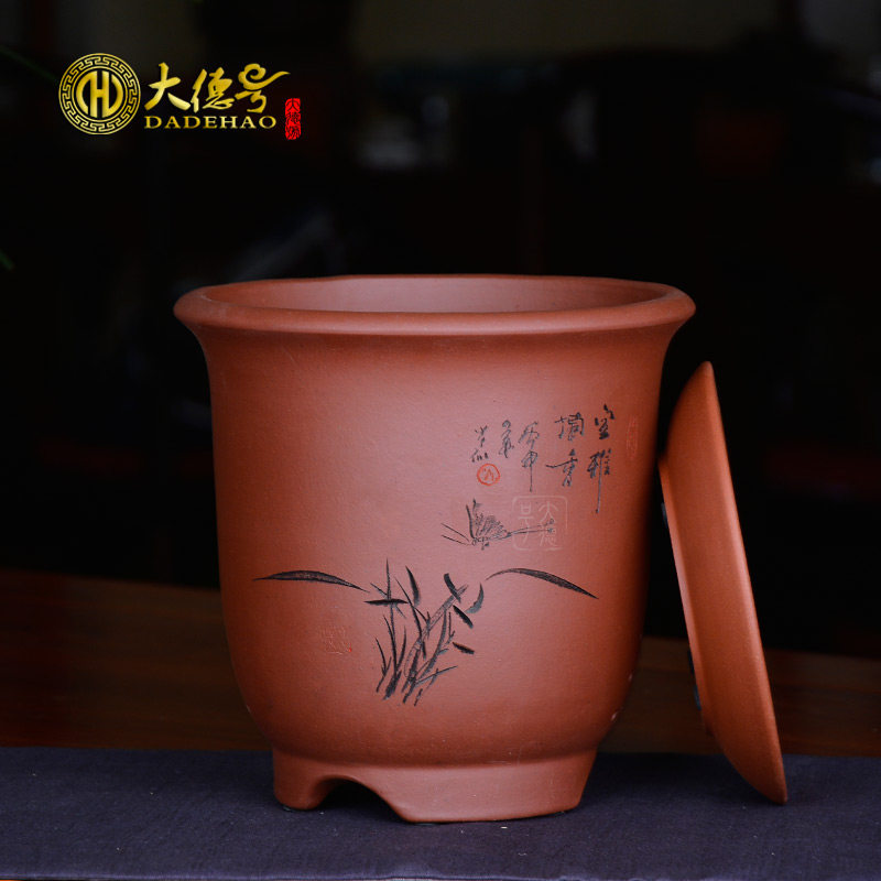 花盆紫砂兰花盆宜兴陶瓷君子兰草盆红掌绿萝盆栽花卉多肉绿植托盘