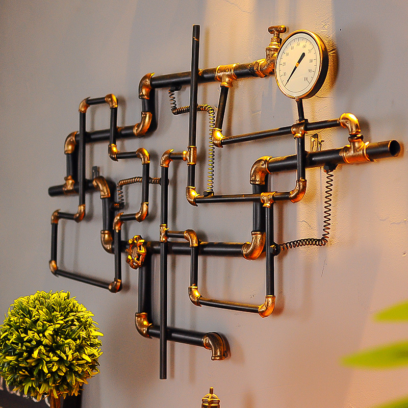复古工业风铁艺水管壁挂酒吧网咖loft墙上装饰品店铺立体金属壁饰