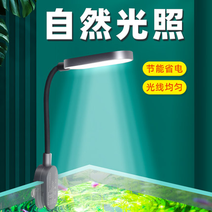 鱼缸灯LED灯防水小型夹灯全光谱爆藻水草灯水族箱小夜照明观赏灯