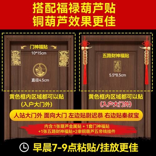 2024龙年新款门神大门装饰金属贴财神招财入户门镇单门乔迁搬家宅