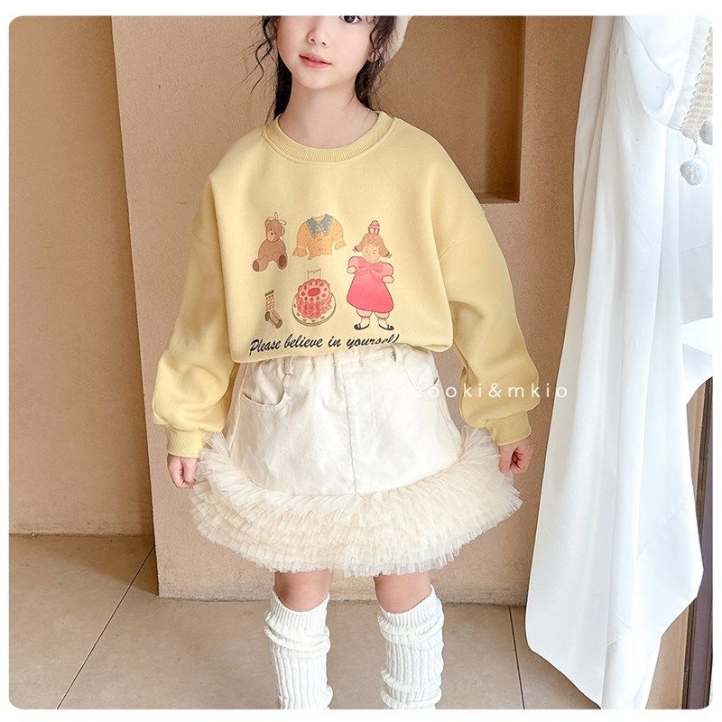 女童软萌网纱拼接灯芯绒半身裙儿童蛋糕短裙宝宝蓬蓬裙子春秋冬装