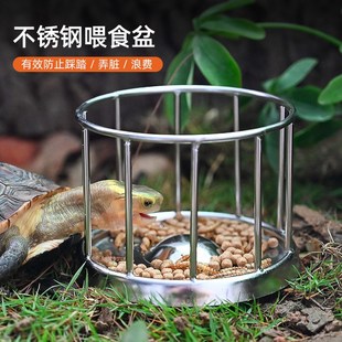 爬宠喂食盘不锈钢食盆黄缘龟金钱龟陆龟食盘饮水盆自动加水喝水盘