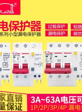 新款DZ47LE-63 1P+N 2P 3P 3P+N 4P漏电保护器20A 25A32A 40A 63A
