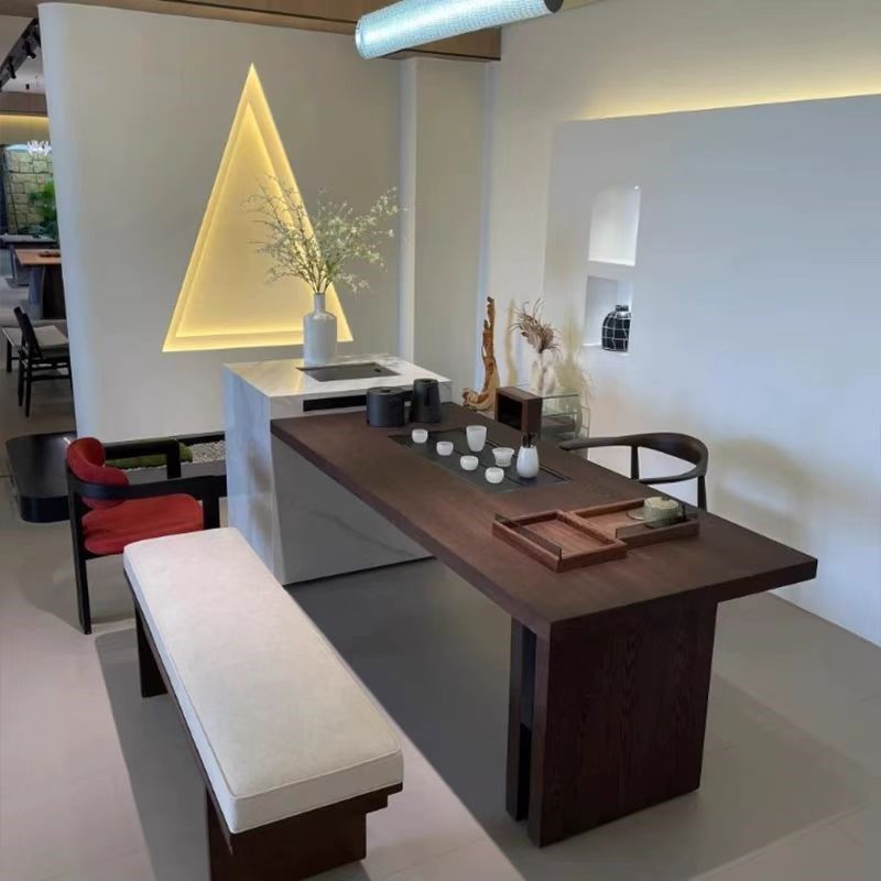 新中式茶桌2025新款高端胡桃木禅意功夫实木茶台办公室泡茶台家具