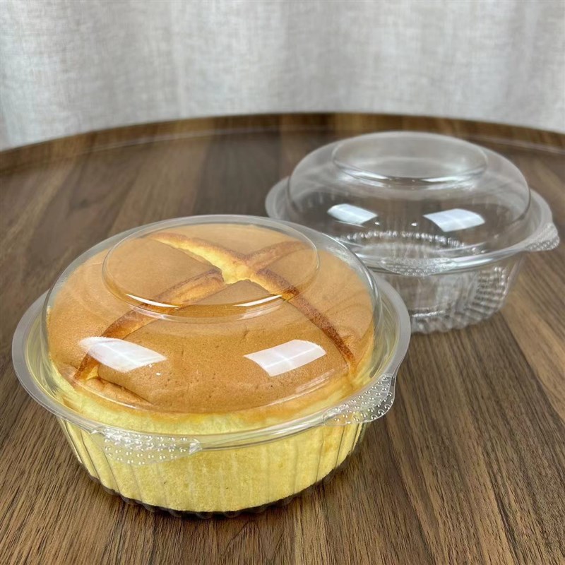 6寸四色切块蛋糕胚盒手撕包包装盒一次性透明吸塑打包盒烘焙甜品