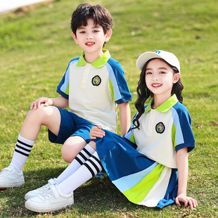 学院风校服套装小学生夏季新款时尚纯棉班服男女童演出服幼儿园服