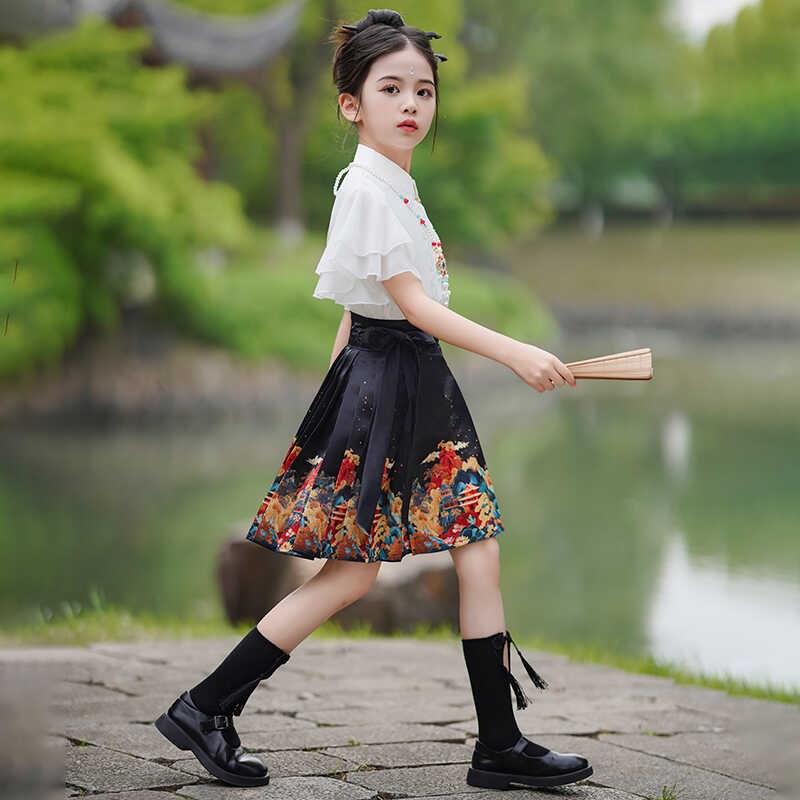 马面裙女童汉服夏款儿童套装古风夏季明制古装2024新款国风半身裙