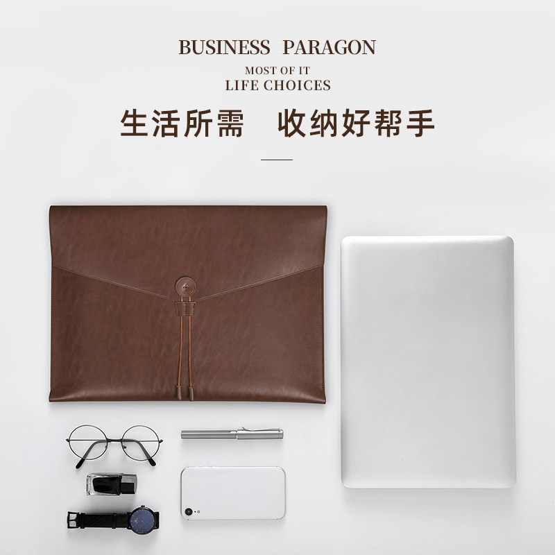 商务皮质文件袋a3收纳大容量文件包资料袋学生按扣文件夹女防水公