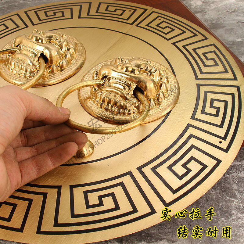 中式仿古大门黄铜门环拉手老式别墅门寺庙庭院加厚圆形回纹门把手
