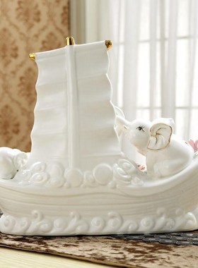 .帆风顺家居摆件客厅玄关装饰品创意帆船工艺品摆设乔迁新居礼品