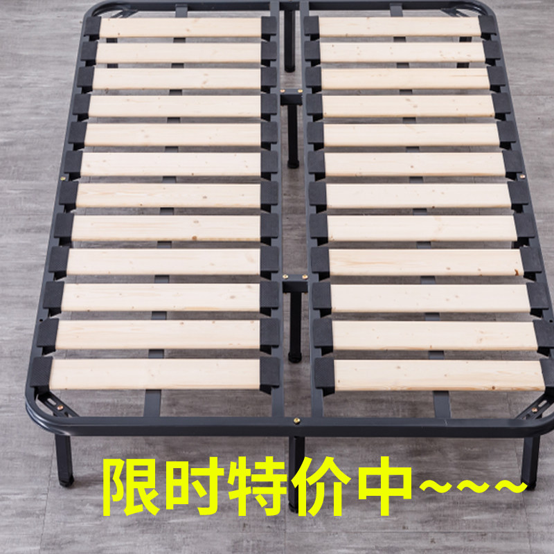 静音加固折叠实木双人排骨架床架榻榻米软床龙骨架松木床板可定制