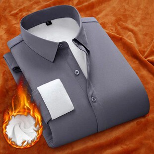 粉色保暖衬衫男士长袖加绒加厚冬季新款休闲装新郎伴郎服结婚衬衣