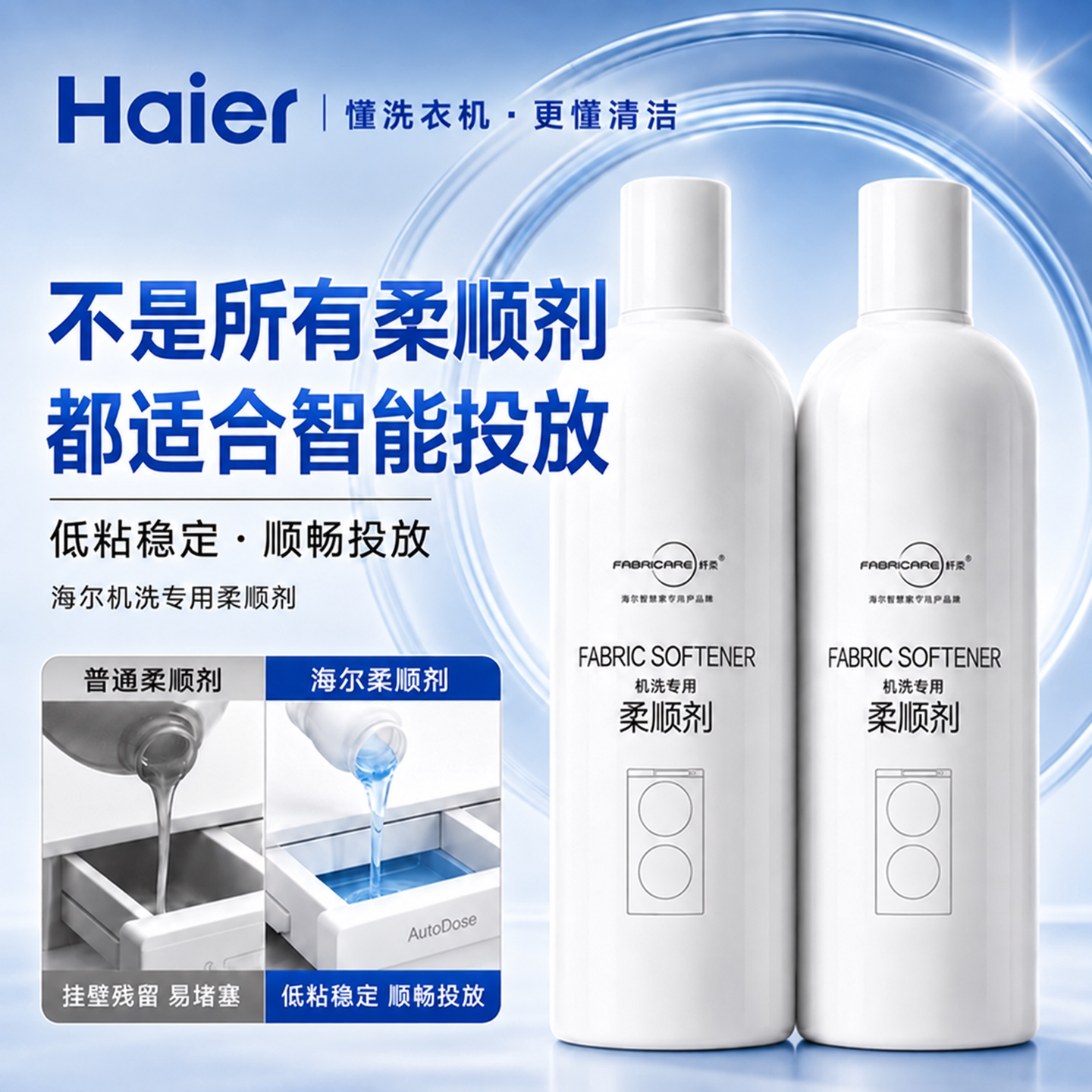 海尔智能投放洗衣机专用柔顺剂卡萨帝衣物护理持久留香72小时香水