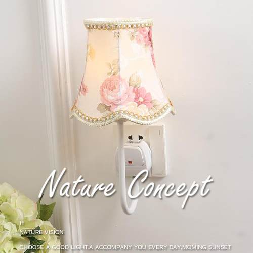 插电床头灯带开关护眼壁灯卧室夜灯简约便捷插头公主宫廷罩覆古