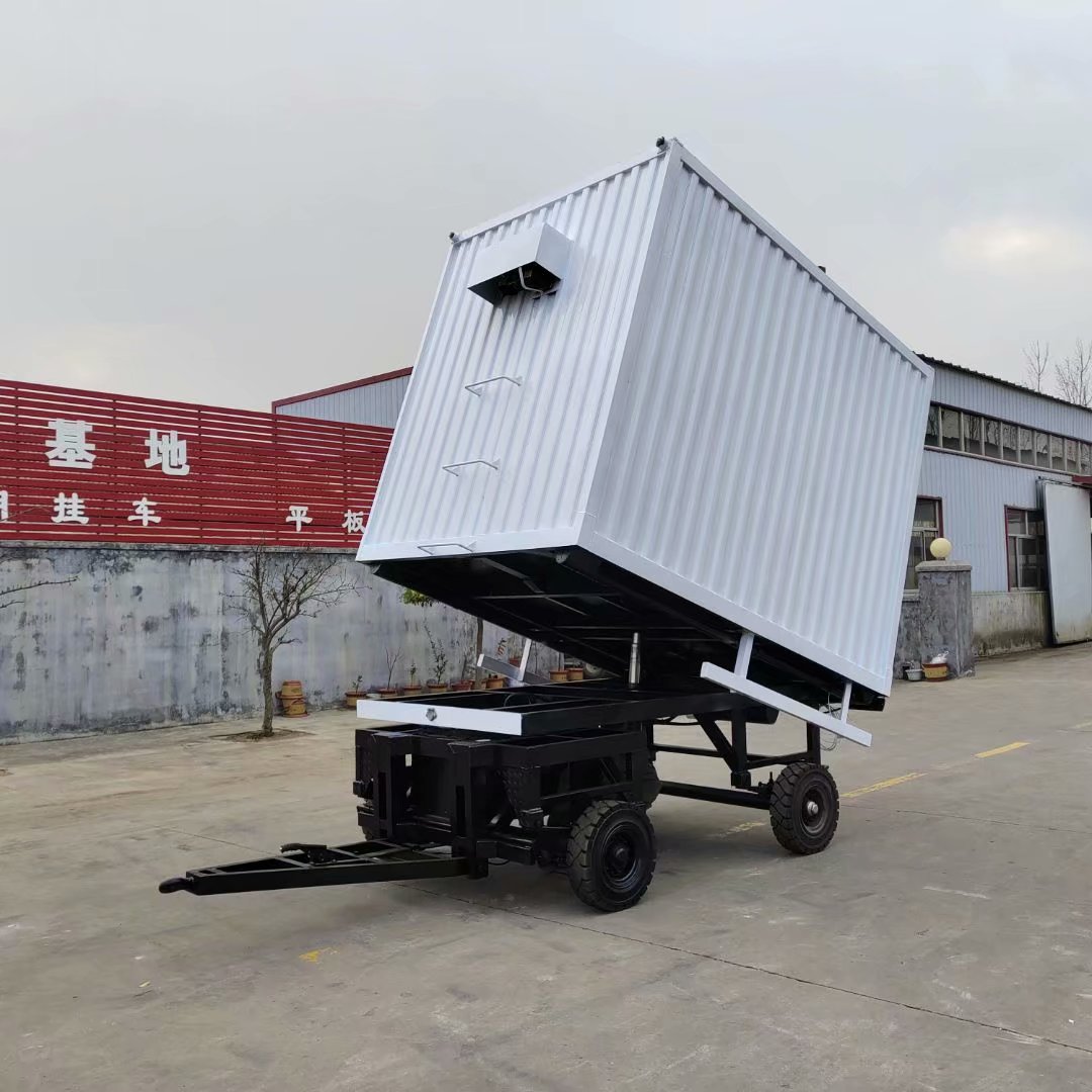 工厂运输重型拖车 带转向平板 车牵引式平板拖车 货物托盘平板车