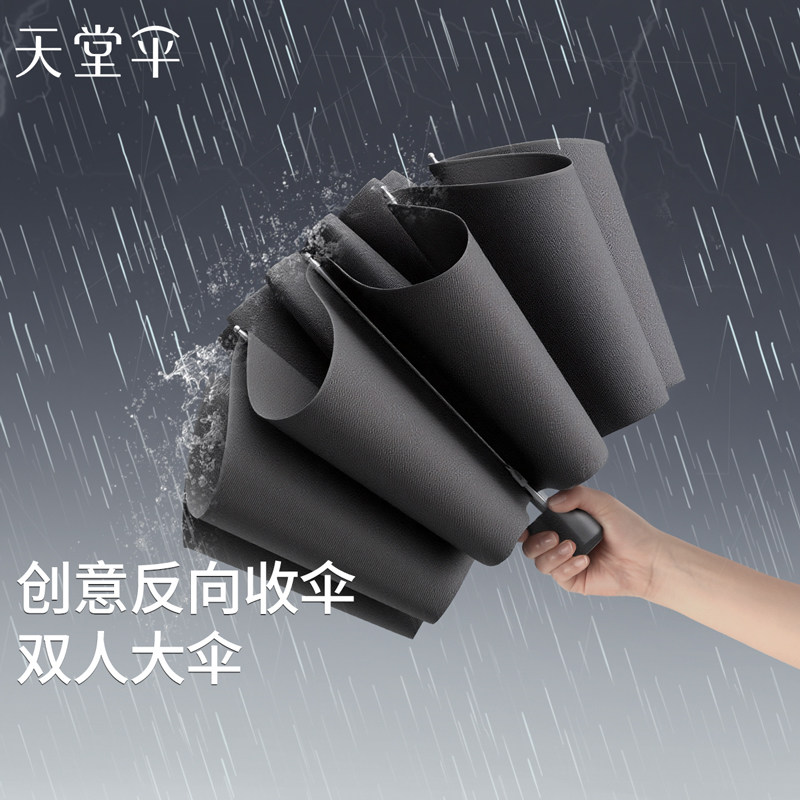 天堂伞加大加固抗风防雨十骨双人雨伞轻巧便携折叠晴雨伞两用男女
